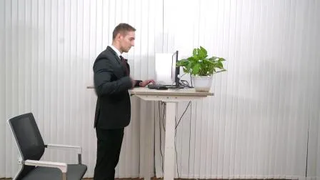 El motor dual automático eléctrico ergonómico de los muebles de oficinas sienta el escritorio derecho ajustable del soporte