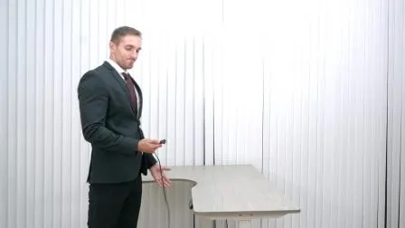 Marco de escritorio de oficina de altura ajustable hidráulica con tapa abatible y patas plegables